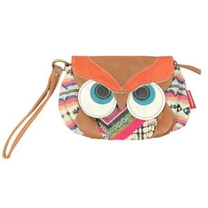 UNIONBAY Women's Owl Face Wallet Wristlet Organizer Multi-Color Tribal